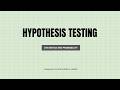 HYPOTHESIS TESTING