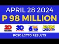 Lotto result today 9pm april 28 2024  complete details