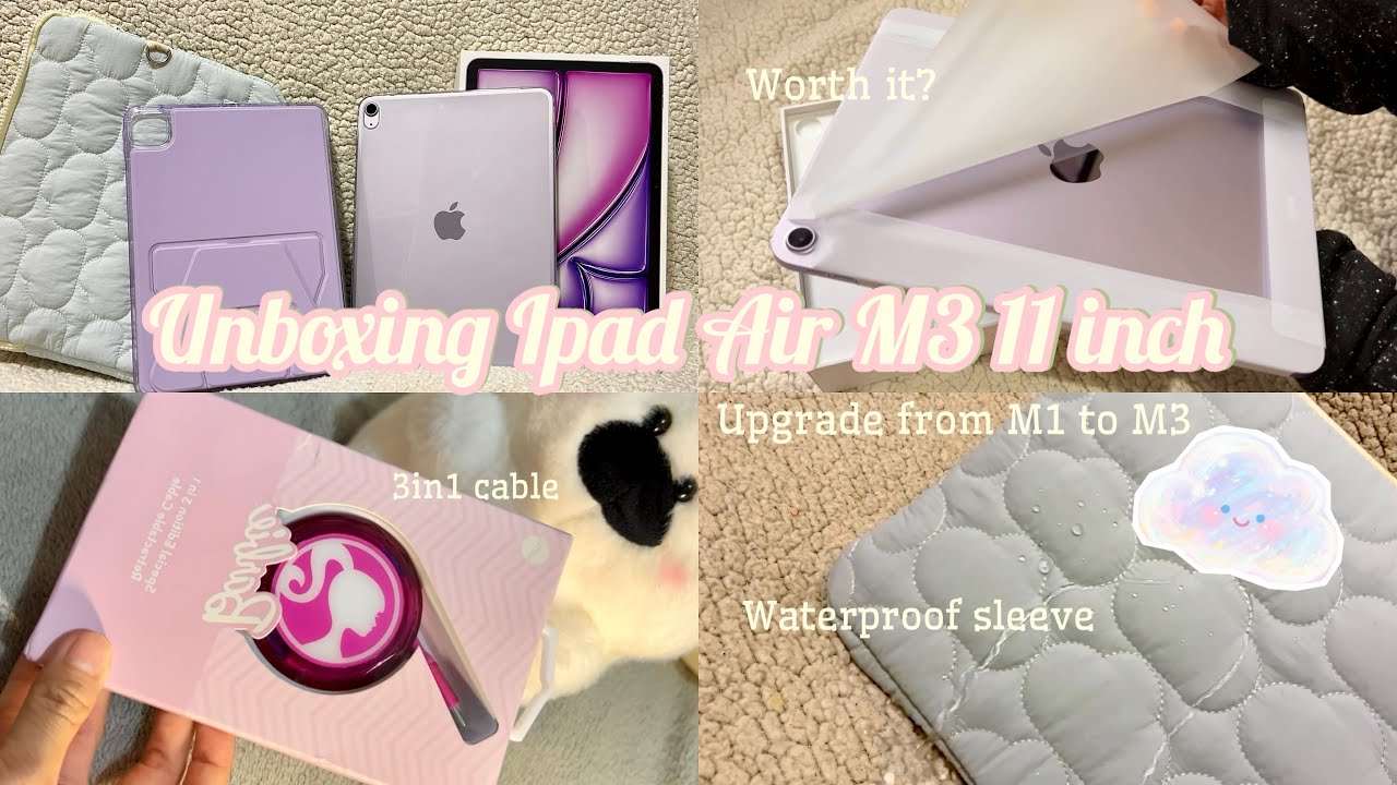 UNBOXING iPad Air M3 Purple 11” 💜 | Upgrade dari M1 ke M3 ✨ iPad Essentials + Is It Worth It?
