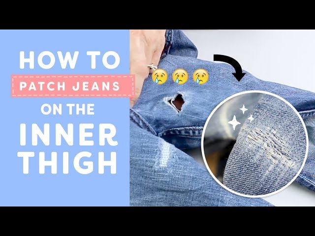 How to fix ripped jeans inner thigh by hand - super easy