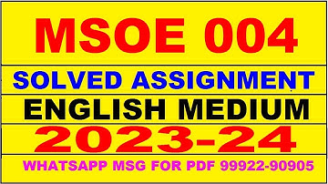 msoe 004 solved assignment 2023-24 | msoe 4 solved assignment in english 2024 | msoe 4 2024