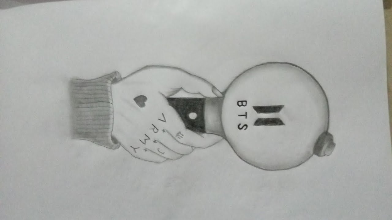 BTS Army Bomb Easy Drawing With Pencil Sketch | Army Bomb Pencil Sketch ...