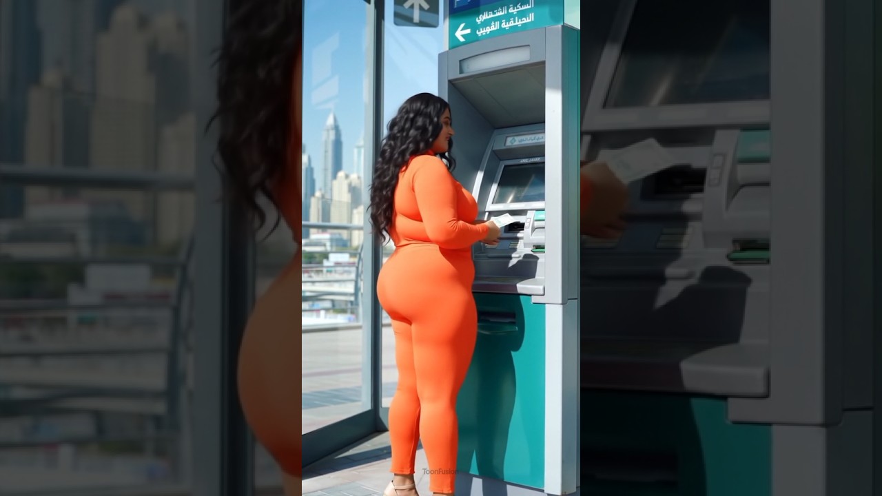 Confident Woman at Dubai ATM 💸✨ 