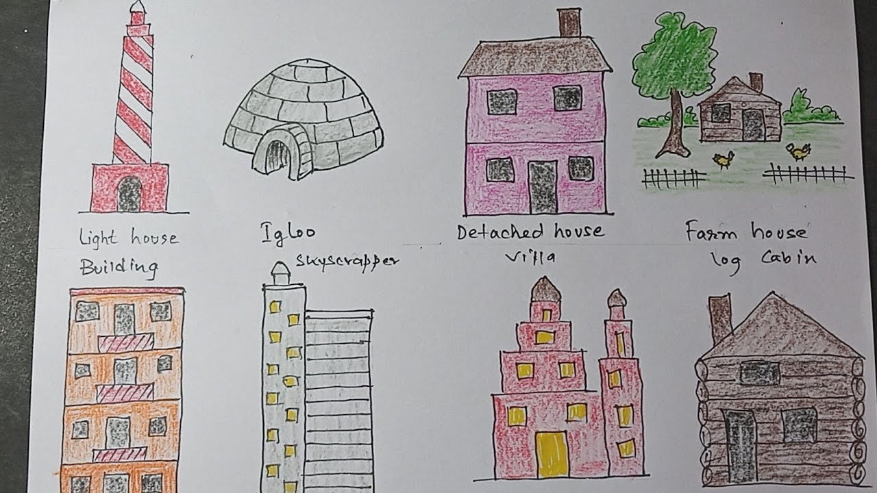 Different Types Of Houses Easy Drawing - Design Talk