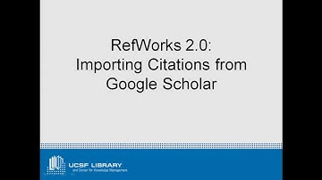 Importing Citations from Google Scholar to RefWorks 2.0