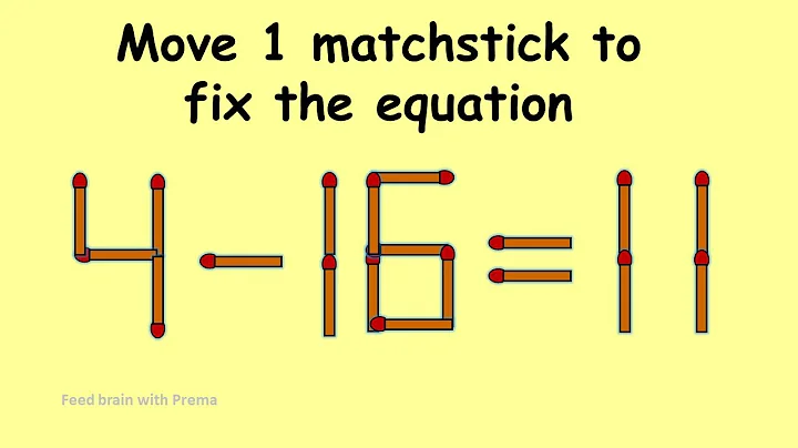 4-16=11 turn this wrong equation into correct | Match stick puzzle #222 | Puzzles with Answer