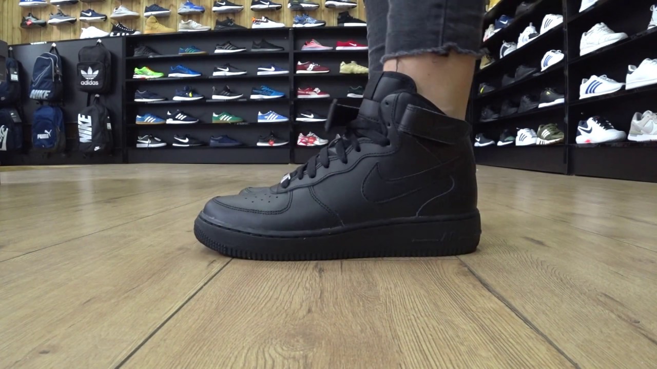 black mid top air force ones