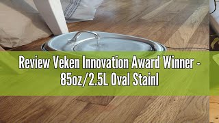 Review Veken Innovation Award Winner - 85oz/2.5L Oval Stainless Steel Pet Fountain, Automatic Cat an