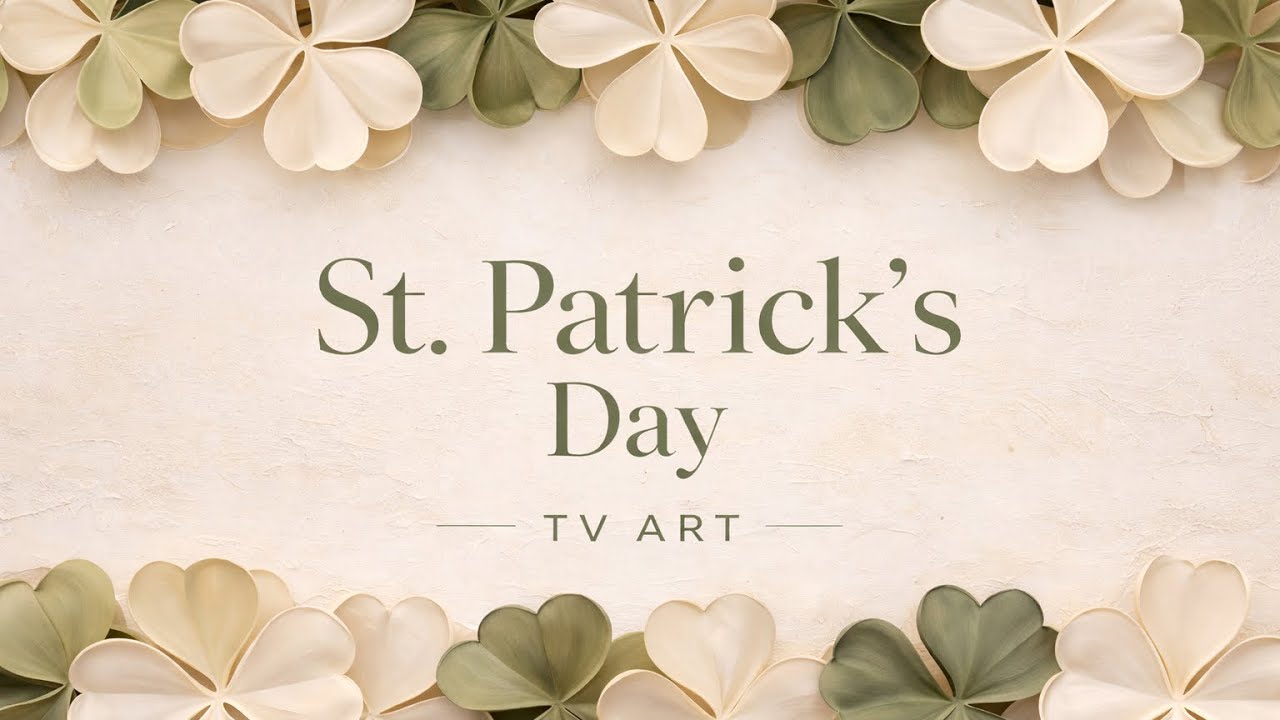 St. Patrick’s Day TV Art 🍀 | Modern Elegant Shamrock Background for Festive Home Decor
