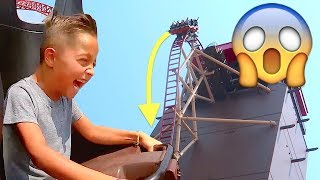 😱7-YEAR-OLD-KID RIDES CRAZY ROLLER COASTER!🎢 Biggest Beyond Vertical Drop Roller Coaster