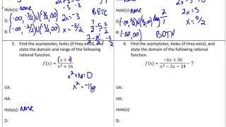 Rational Functions Test 1 Review