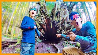 FATHER AND SON LOST IN THE WOODS SURVIVAL CHALLENGE!!!
