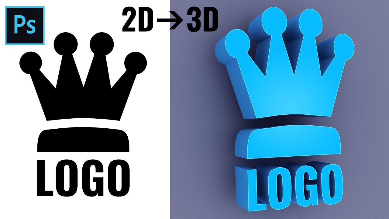 how-to-convert-2d-to-3d-logo-in-photoshop-youtube