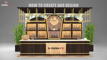 3ds max Bar Counter Design Tutorial | Bar 3d Architecture Design | Desk FX  Bar Stall design Part 3