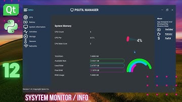 #12 Desktop App To Monitor All System Information | Python | PYQT | PYSIDE2/6 | PSUTIL Modern GUI UI