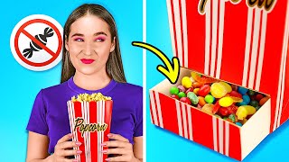 HOW TO SNEAK FOOD A MOVIE || Secret Snacks and Sweets From Parents by 123GO! SCHOOL