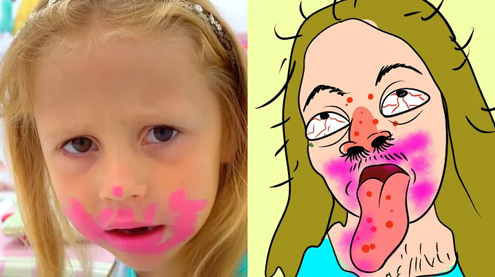 Nastya is learning how to use children's cosmetics | Funny Drawing Meme Cartoon Collection
