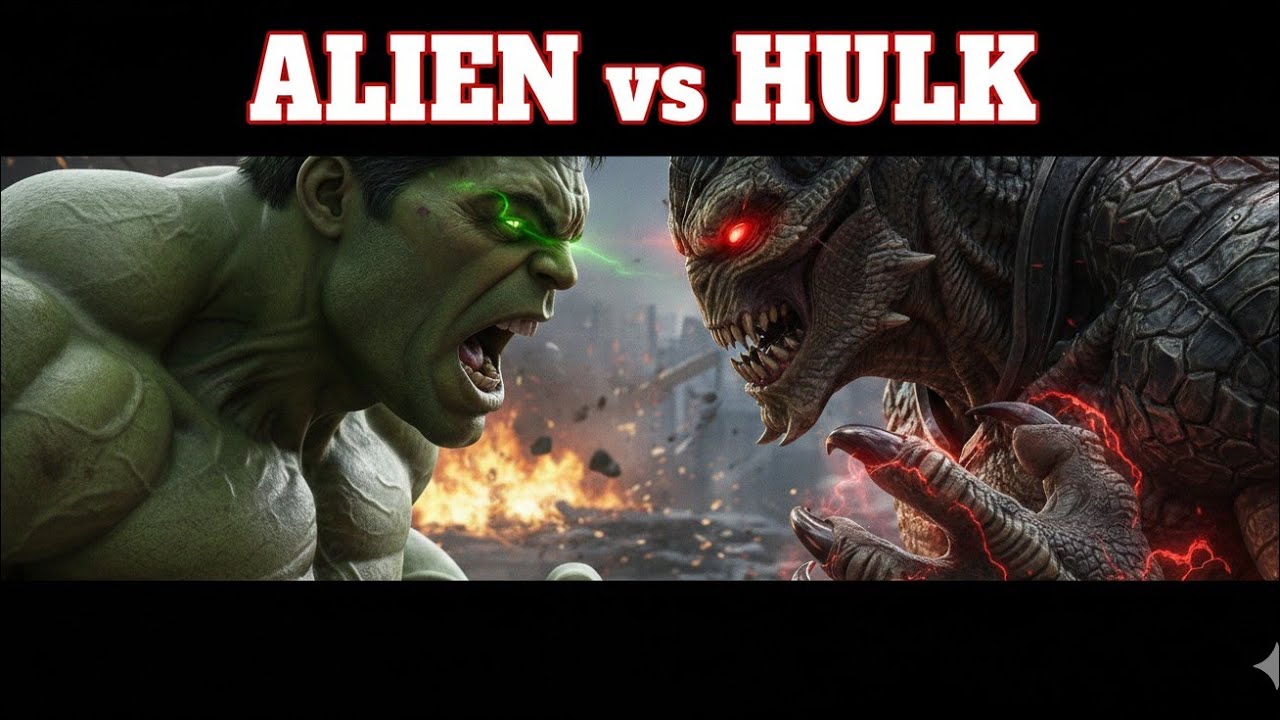 Alien vs Hulk Ultimate Battle – AI Generated Cinematic Fight (8K)