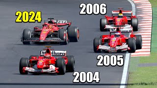 Ferrari F1 2024 vs Ferrari F1 2004 vs Ferrari F1 2005 vs Ferrari F1 2006 - Imola