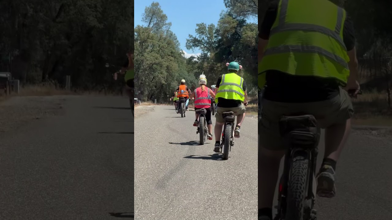 Riding with a big group of Yosemite E-biking clients sure is fun!