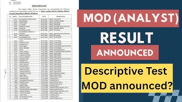 MOD Analyst Test Result 2025 Announced! | Merit of MOD? || Update about MOD Descriptive Test  #MOD
