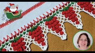 Como Fazer Bico de Crochê com Ponto Pipoca e  Moranguinhos - 438