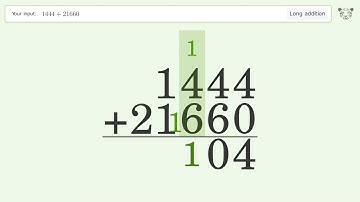 Long Addition Problem 1444+21660: Step-by-Step Video Solution | Tiger Algebra
