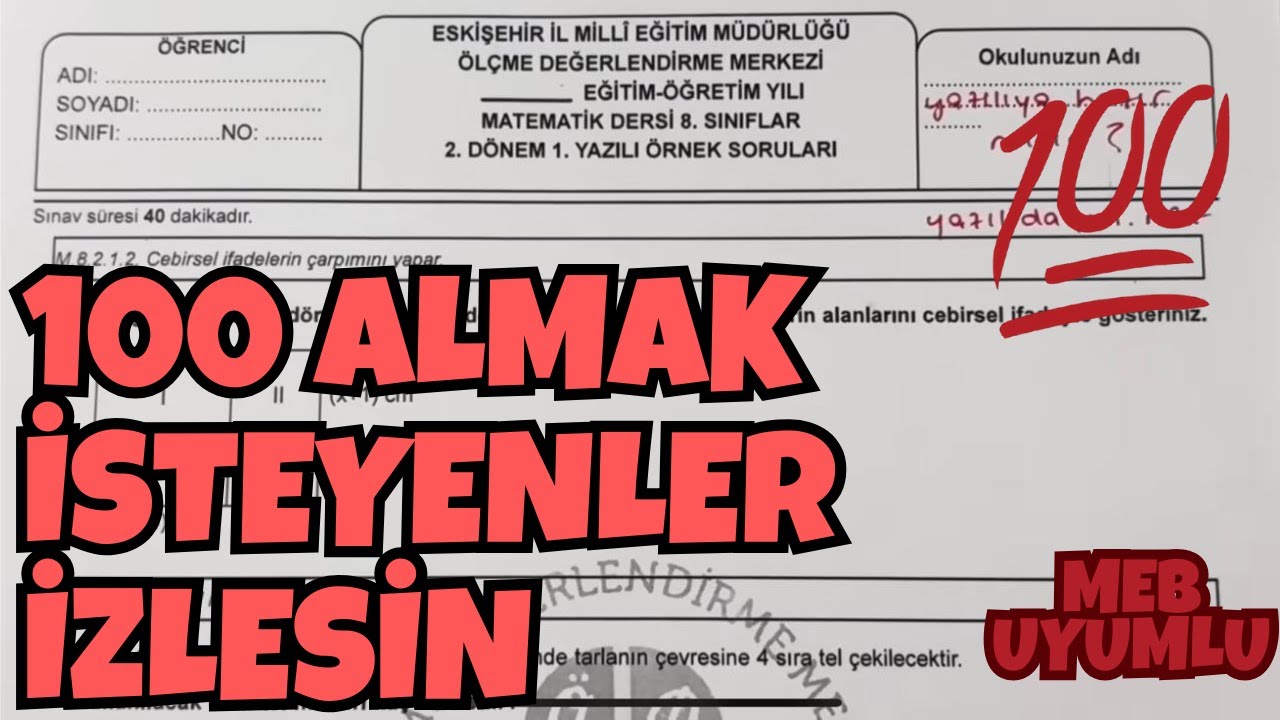 8.Sınıf Matematik 2.Dönem 1.Yazılı