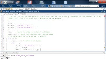 SUMA DE FILAS Y COLUMNAS DE UNA MATRIZ CON MATLAB