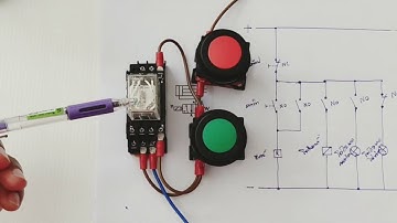 ควบคุมกระบอกลมเข้าออก ด้วยวงจรค้างสถานะการทำงาน พร้อมไฟโชว์สถานะการทำงานของกระบอกลม