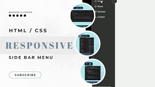 Build A Responsive Sidebar Menu in HTML, CSS, & Javascript - Beginner Short video