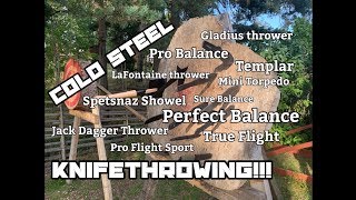 Knife Throwing - 11 Different Cold Steel Throwers Back To Back - Show Design - STICK THEM ALL!!