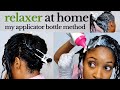 how to relax hair at home.... relaxing hair with applicator bottle | relaxed afro