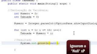 Programação básica em JAVA - Sistema de Tabuada