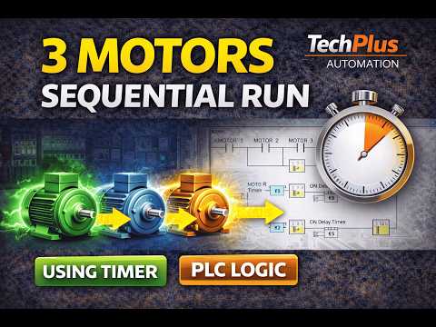 3 Motor Sequential Control Using Timer | PLC Ladder Logic