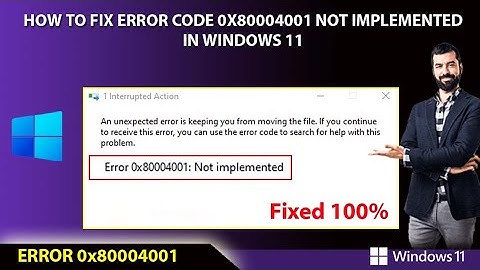 How to fix Error Code 0x80004001 not Implemented in Windows 11 | Quick Fix Error 0x80004001