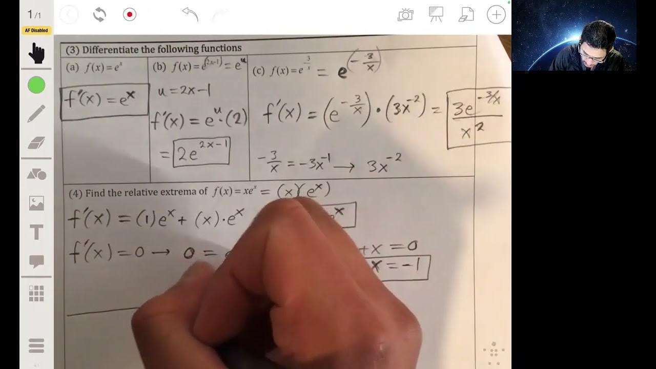 Derivatives of the Natural Exponential Function Examples | AP Calculus ...