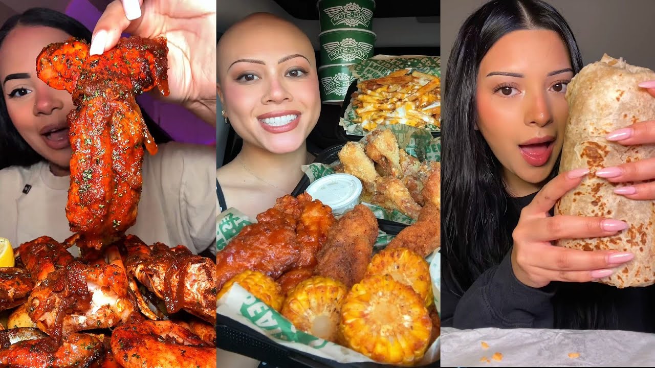 Подборка TIKTOK Mukbang | SeaFood Boil, Wingstop, Chipotle, Taco Bell и многое другое!