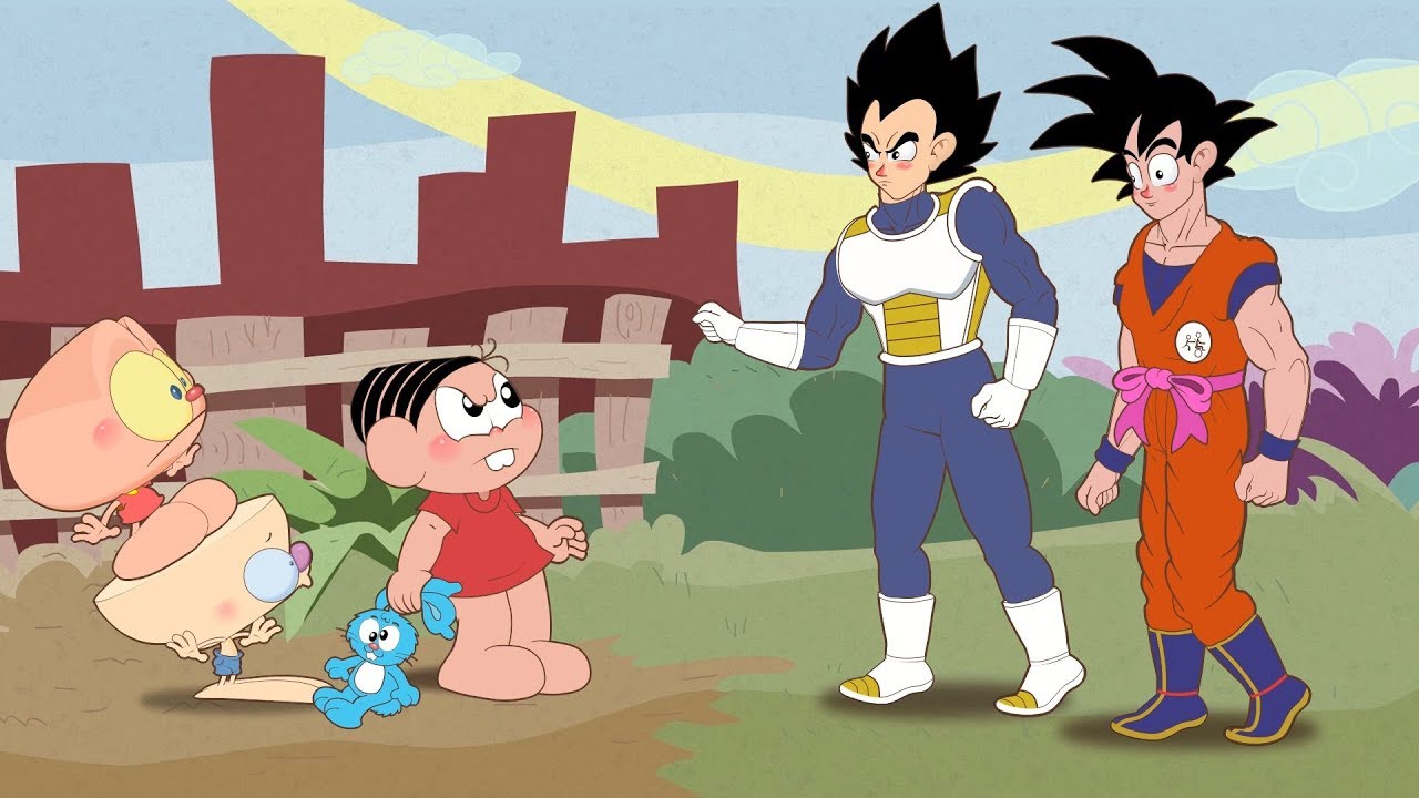Mongo e Drongo em: Goku e Vegeta contra a Mônica - desenho animado infantil  