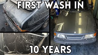 First Wash After 10 Years Of Sitting! Rusty Saab 900 Filled With Spiderwebs | Revival | Part 2