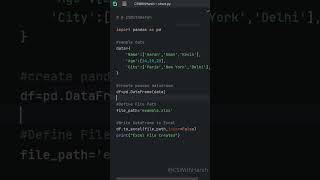 How to Export Python Data to Excel File #cswithharsh #pythontutorial #python #shorts