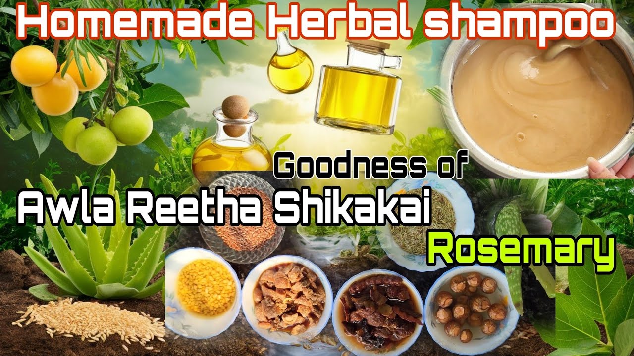 Homemade Awla-Reetha-Shikakai Herbal Shampoo with the goodness of Rosemary || SLS & Paraben free