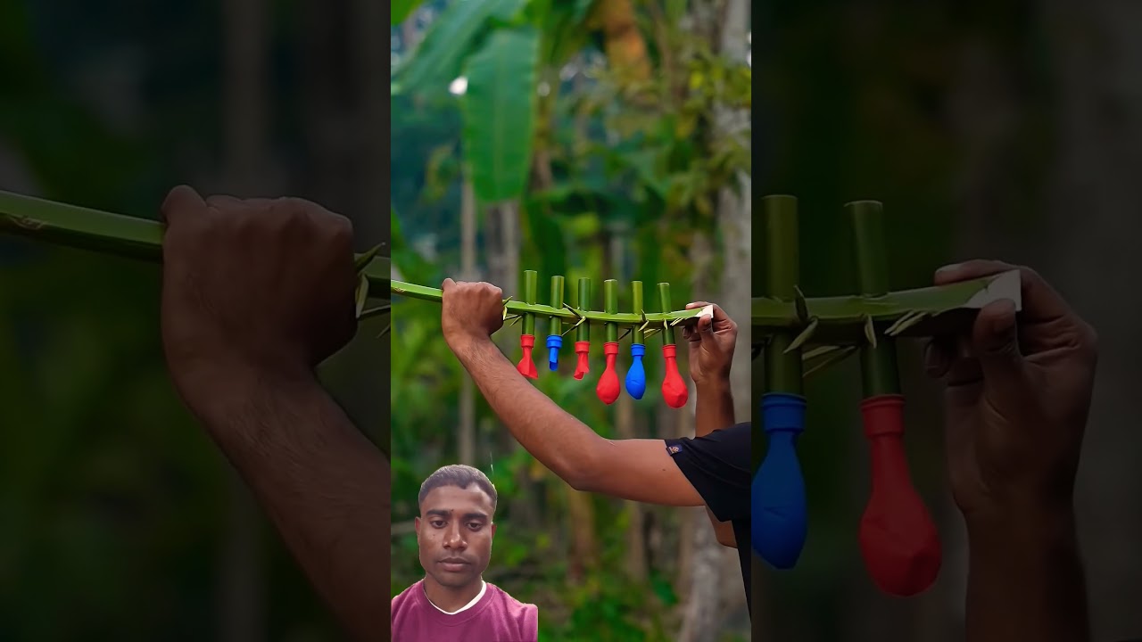 ༎ຶ⁠‿⁠༎ຶ..#42 || Creative Dateplam and Balloone Slingshots | Bamboo cuting craft 