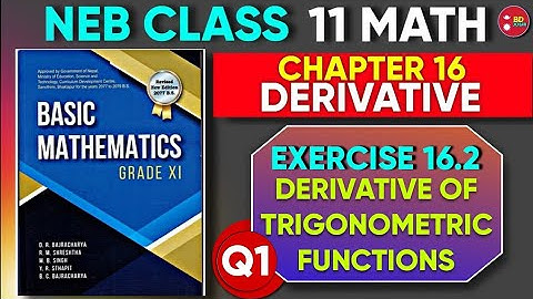 Derivative of Trigonometric Functions Class 11 Exercise 16.2 (Q.no.1) || Basic Mathematics|| AD Sir
