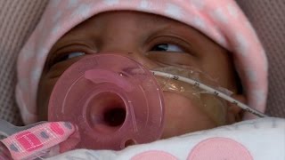 She is feisty: Tiny preemie goes home