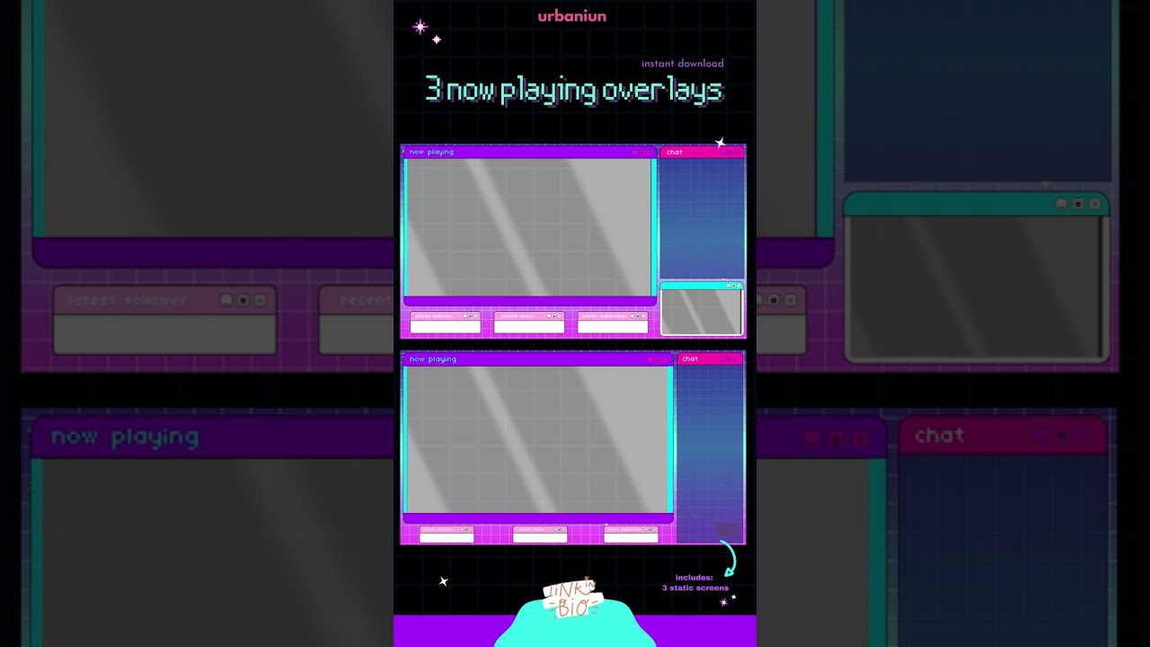 Kawaii 8 bits twitch overlay - Egirl vaporwave stream package