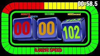00:00.000 ~ 120:00.000 countup cubes rotation timer alarm🔔with colorful rectangles speedfeeling