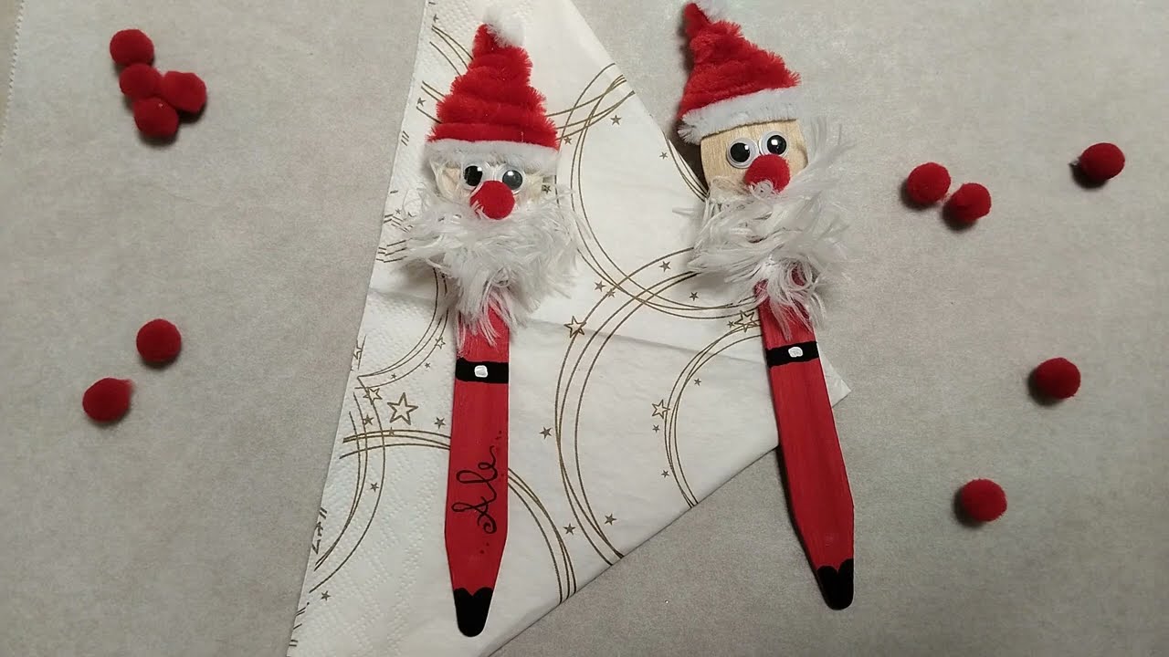 DIY Babbo Natale segnaposto riciclo cucchiaino di legno/Creative recycled wooden spoon for Christmas