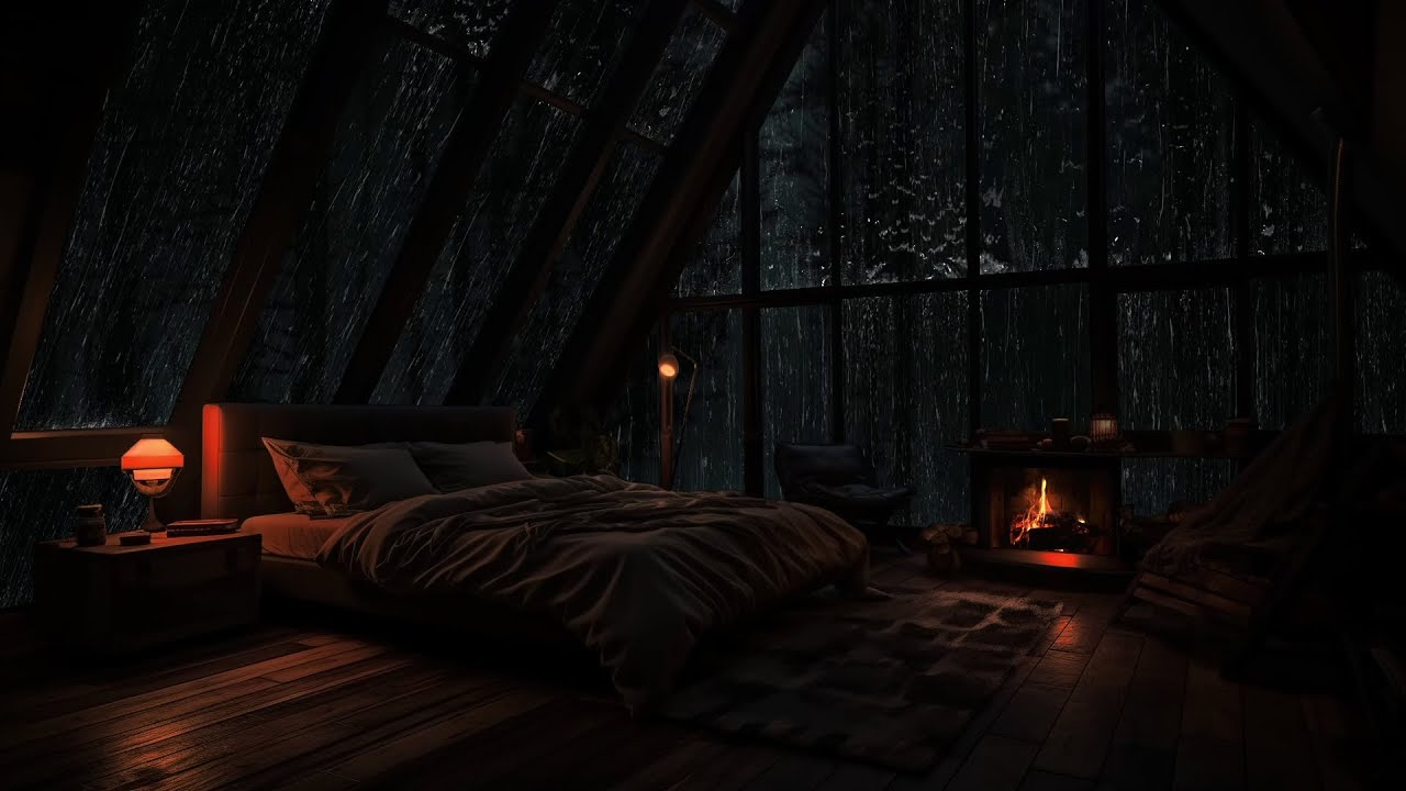 🌧🔥Дождливое окно — уютный уголок со звуками дождя и огня