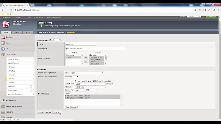 Configuring F5 BIG-IP LTM - Load Balancing Web Servers